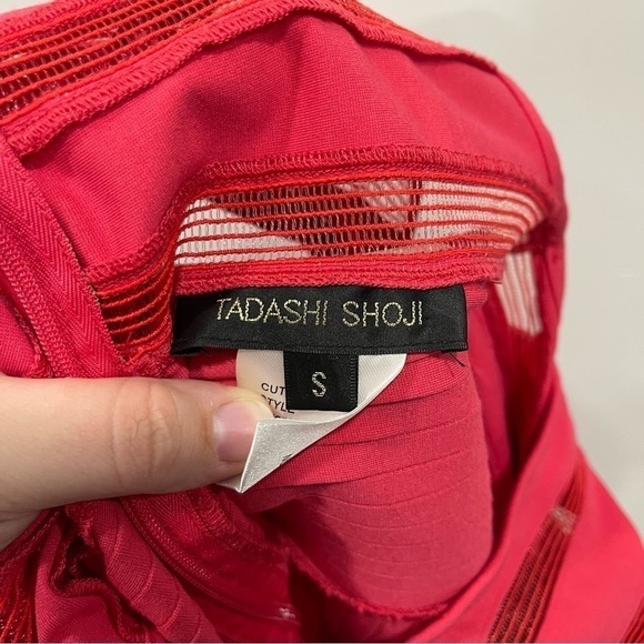 Tadashi Shoji Pink Illusion Sleeveless Meah Dress Size Small Stripe Jersey - Picture 7 of 10